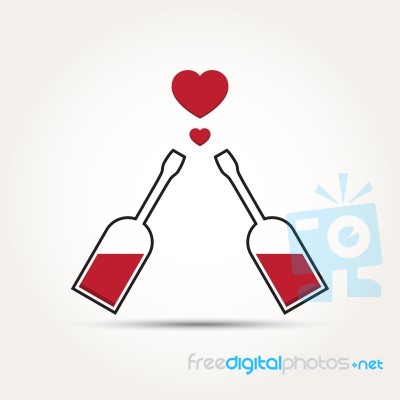  Love Heart Couple Bottle Stock Image