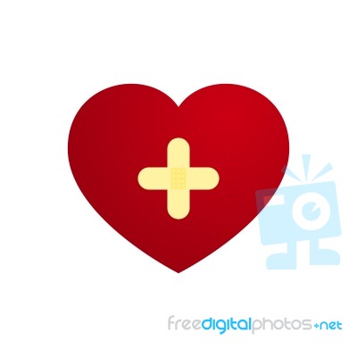  Love Heart With Plaster In Cross Shape Stock Image