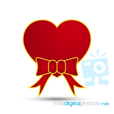  Love Heart With Ribbon Bow Stock Image
