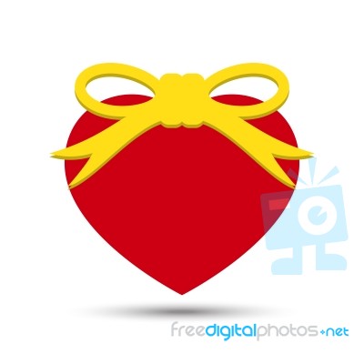  Love Heart With Ribbon Bow Stock Image