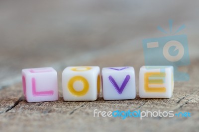 Love Icon On Wood Background Stock Photo