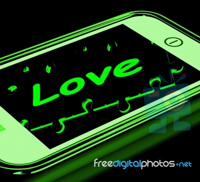 Love On Smartphone Showing Romantic Text Messages Stock Image