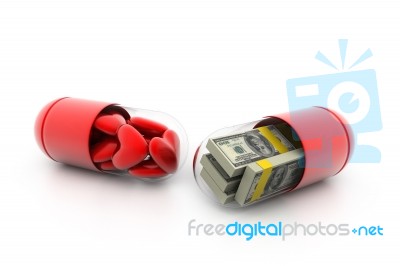 Love Or Money Capsule Stock Image