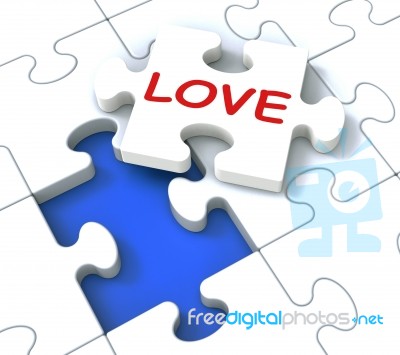 Love Puzzle Shows Loving Couples Stock Image
