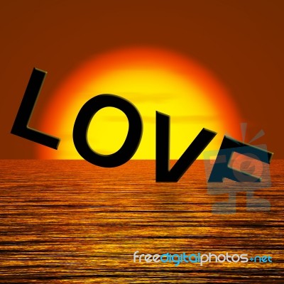 Love Word Sinking In Sea Stock Image