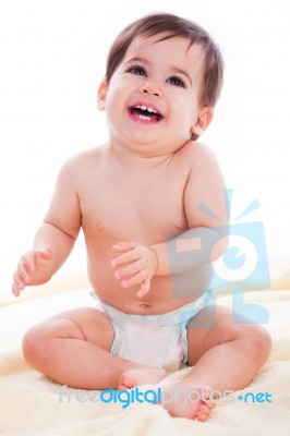 Lovely Baby With Diaper Stock Photo