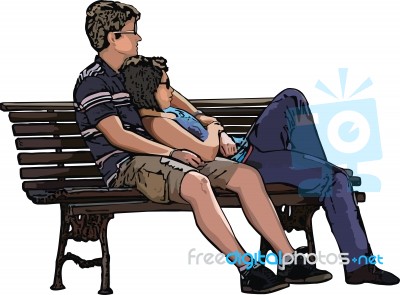 Lovers On Bench Stock Image