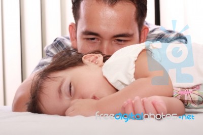 Loving Father And His Baby Stock Photo