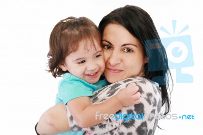 Loving Mother Hugging Her Daughter Stock Photo Loving Mother Hugging Her Daughter Stock Photo