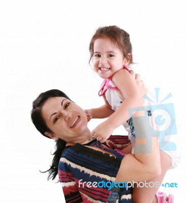 Loving Mother Lifting Her Daughter Stock Photo Loving Mother Lifting Her Daughter Stock Photo