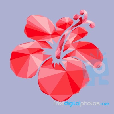 Low Poly Red Flower Stock Image