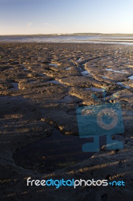 Low Tide Scenario Landscape At Dawn Stock Photo