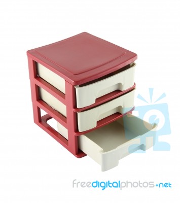 Lower Drawers Cabinet Opened On White Background Stock Photo