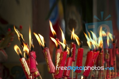 Lucky Red Candles Stock Photo