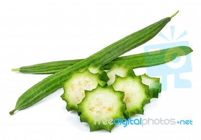 Luffa Acutangula Isolated On White Background Stock Photo