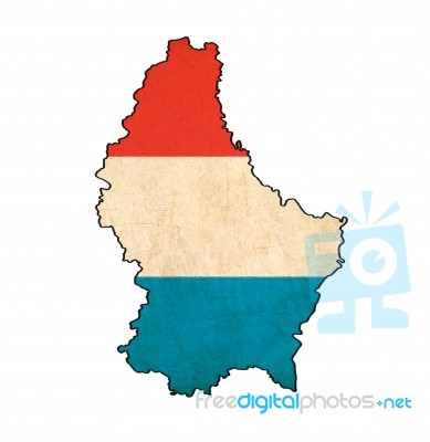 Luxembourg Map On Luxembourg Flag Drawing ,grunge And Retro Flag… Stock Image