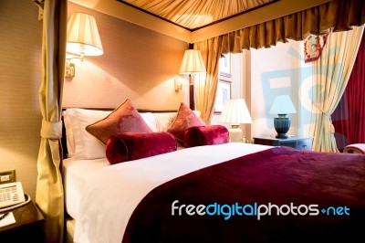 Luxurious Bedroom Of A Hotel Stock Photo