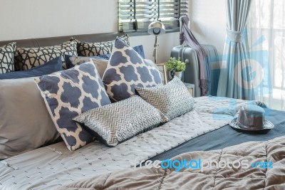 Luxury Bedroom With Pillows On Bed Stock Photo Luxury Bedroom With Pillows On Bed Stock Photo