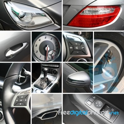 Luxury Car Details Collage Stock Photo
