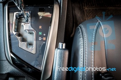 Luxury Modern Gear Shift In Car Stock Photo