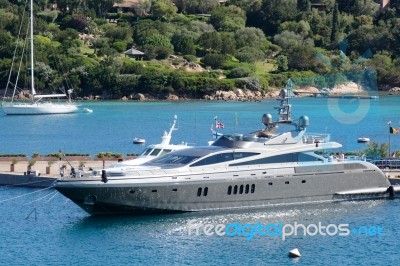 Luxury Yacht In Porto Cervo Sardinia Stock Photo