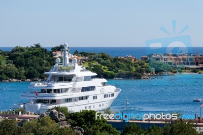 Luxury Yacht In Porto Cervo Sardinia Stock Photo