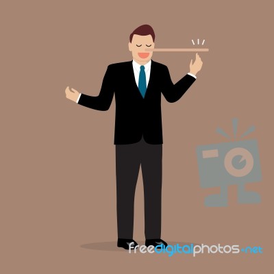 Lying Businessman With Long Nose Stock Image