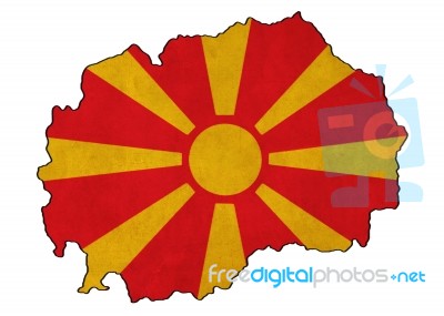 Macedonia Map On Macedonia Flag Drawing ,grunge And Retro Flag S… Stock Image