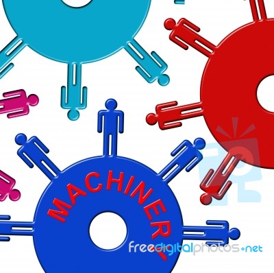 Machinery Cogs Shows Factory Wheel And Workshop Stock Image