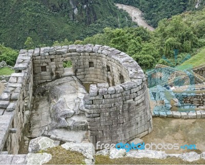 Machu Picchu Temple Of The Sun Stock Photo