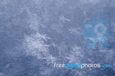 Macro Of A Snowflake In Natural Surroundings Stock Photo