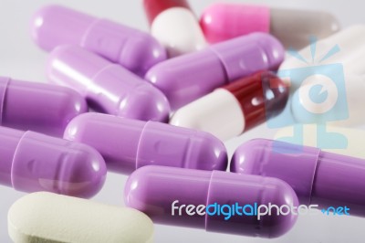 Macro Shot Of Assorted Pills Stock Photo