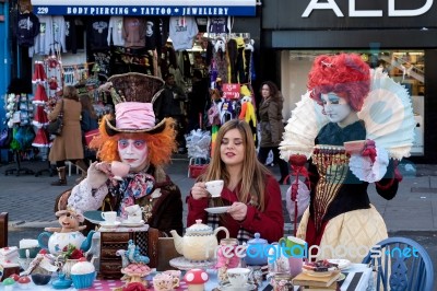 Mad Hatter's Tea Party At Camden Lock Stock Photo