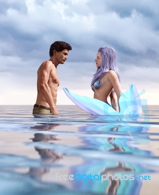 Magic Love Story,legend Of A Mermaid,a Fairy Tale Story Stock Image