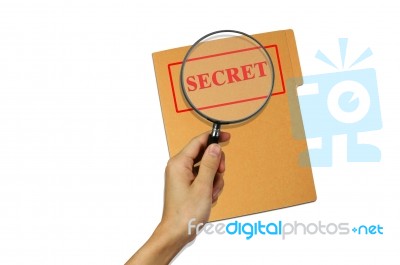 Magnifier Focus On SECRET  Stock Photo