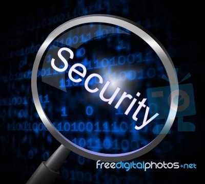 Magnifier Security Represents Magnifying Encrypt And Research Stock Image