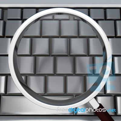 Magnifying Glass And Keyboard Shows Blank Copyspace Searching Stock Image
