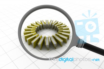 Magnifying Glass Over The Yellow Folders Stock Image