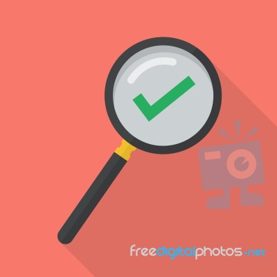 Magnifying Glass With Approved Symbol Stock Image