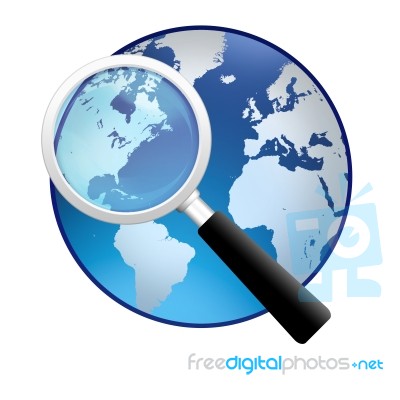 Magnifying Glass With Earth Globe Stock Image Magnifying Glass With Earth Globe Stock Image