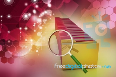 Magnifying Glass With File Folder Stock Image