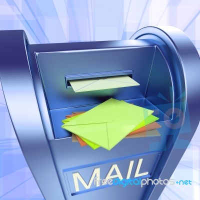 Mail On Mailbox Showing Sending Letters Stock Image