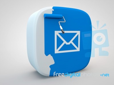 Mail On Painting Roller Button Stock Image