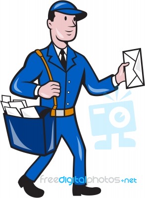 Mailman Postman Delivery Worker Isolated Cartoon Stock Image