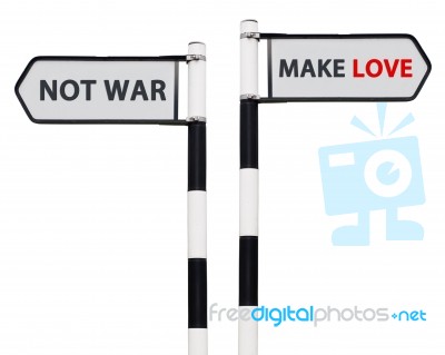 Make Love Not War Signs Stock Photo