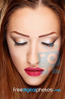 Make Up On Woman Stock Photo