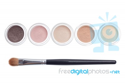 Makeup And Brush Isolated Stock Photo