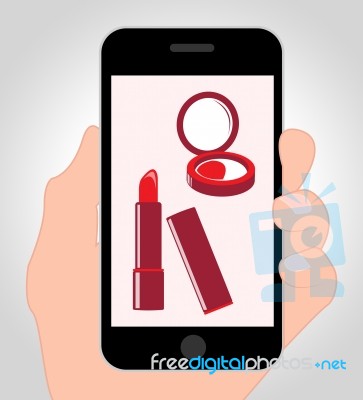 Makeup Online Indicates Mobile Phone And Cellphone Stock Image
