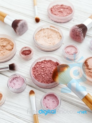 Makeup Powder Products Stock Photo