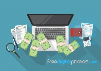 Making Money Online And Cost Control Concept Stock Image